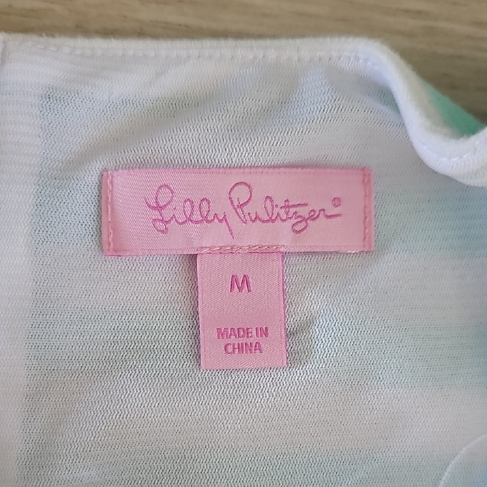 Lilly Pulitzer Mint and Pink Striped Cap-Sleeve Shift Dress - Picture 4 of 11
